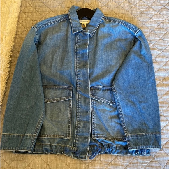 Denim Drawstring Military Shirt Jacket in Glenmar Wash - Picture 4 of 12